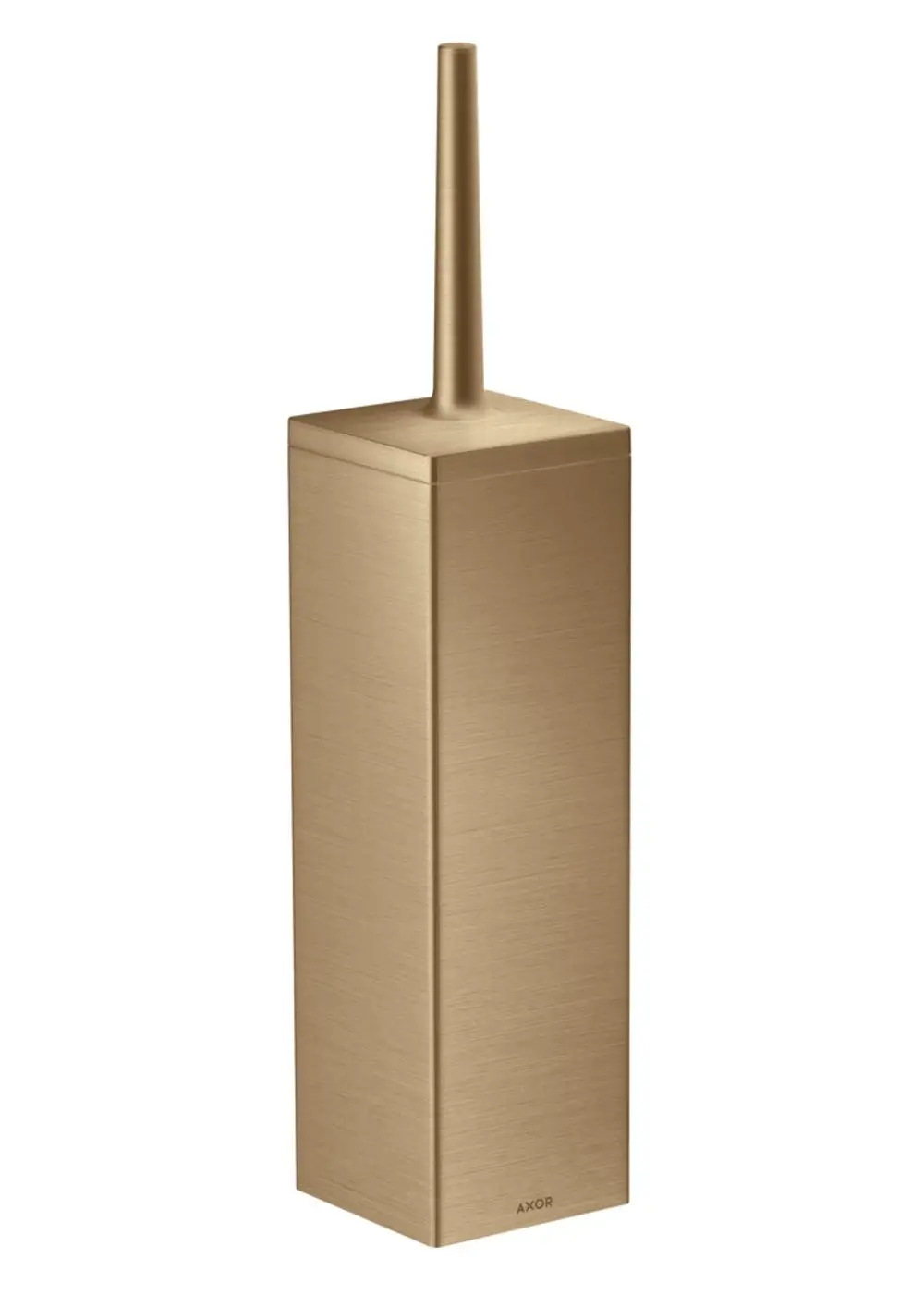 Wandmontierter Toilettenbürstenhalter von AXOR in gebürsteter Bronze, rechteckige Form mit schmalem, geradem Griff.